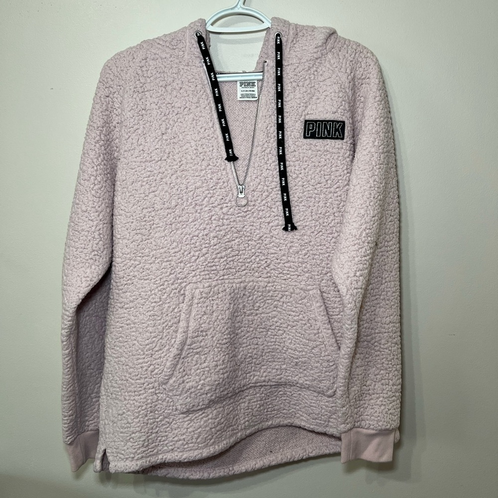 Victoria's Secret Pink Sherpa Hoodie with Black Details